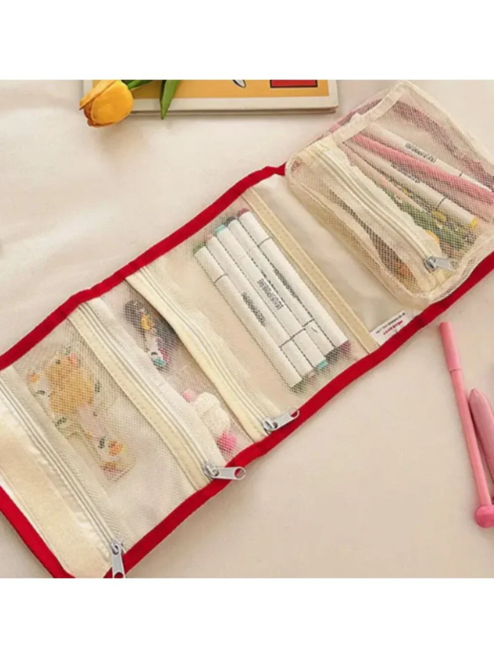 Hello Kitty 4-in-1 Foldable Makeup Bag Zippered Travel Cosmetic Organizer